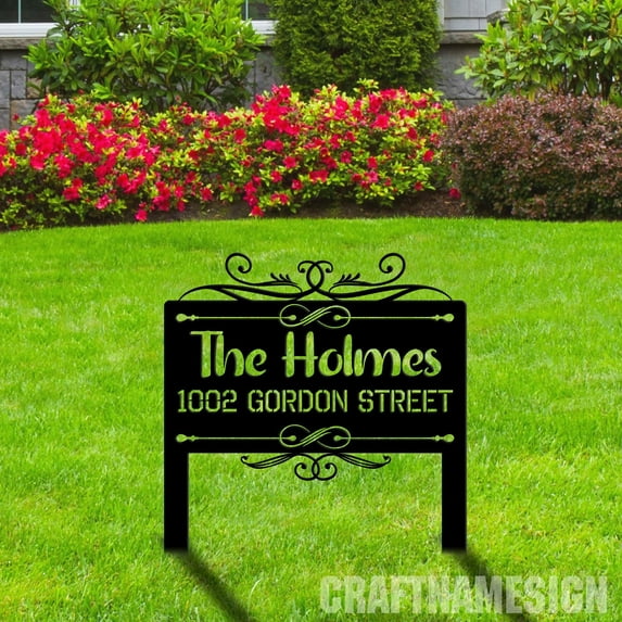 Craftnamesign Custom Metal Adress Sign With Stakes, Garden Gift, Outdoor House Number Address