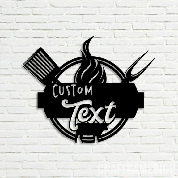 Craftnamesign Custom Metal BBQ Sign, Custom Grill Sign, Bbq Party Decor, Kitchen Metal Sign