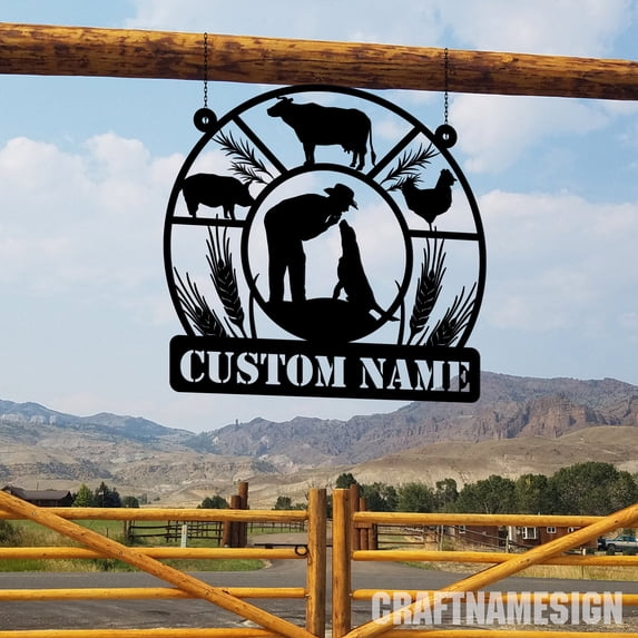 Craftnamesign Custom Metal Farm Sign, Welcome Farm Animals Metal Sign, Farmhouse Decor