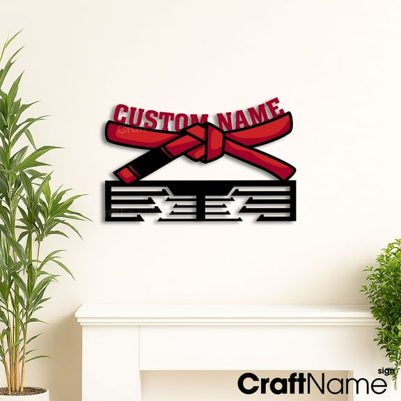 Craftnamesign Custom Metal Jiu Jitsu Medal Hanger Wall Art, Medal Display Awards Sign, Gift For Him