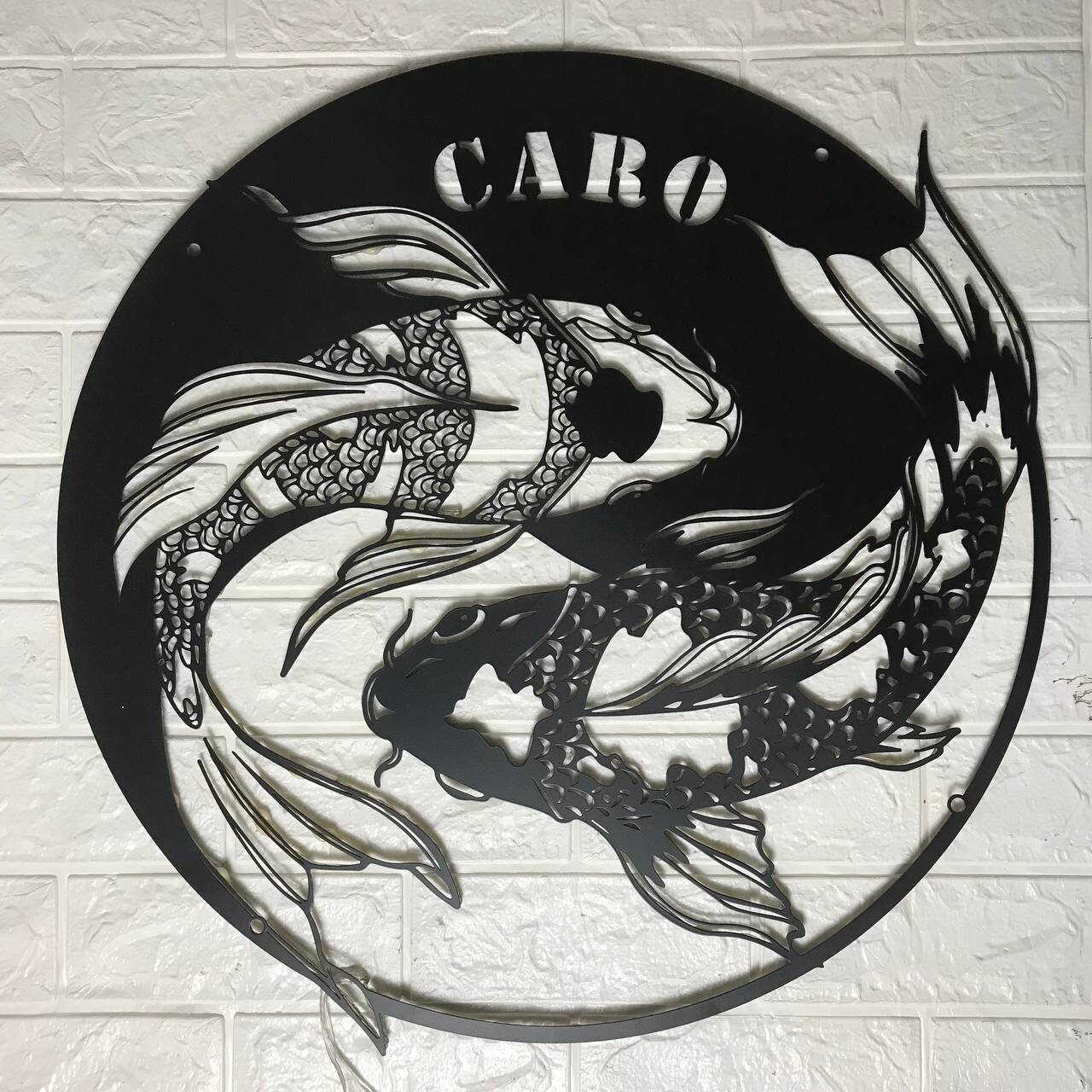 Craftnamesign Custom Metal Koi Fish Sign, Ying Yang Koi Fish Metal Wall