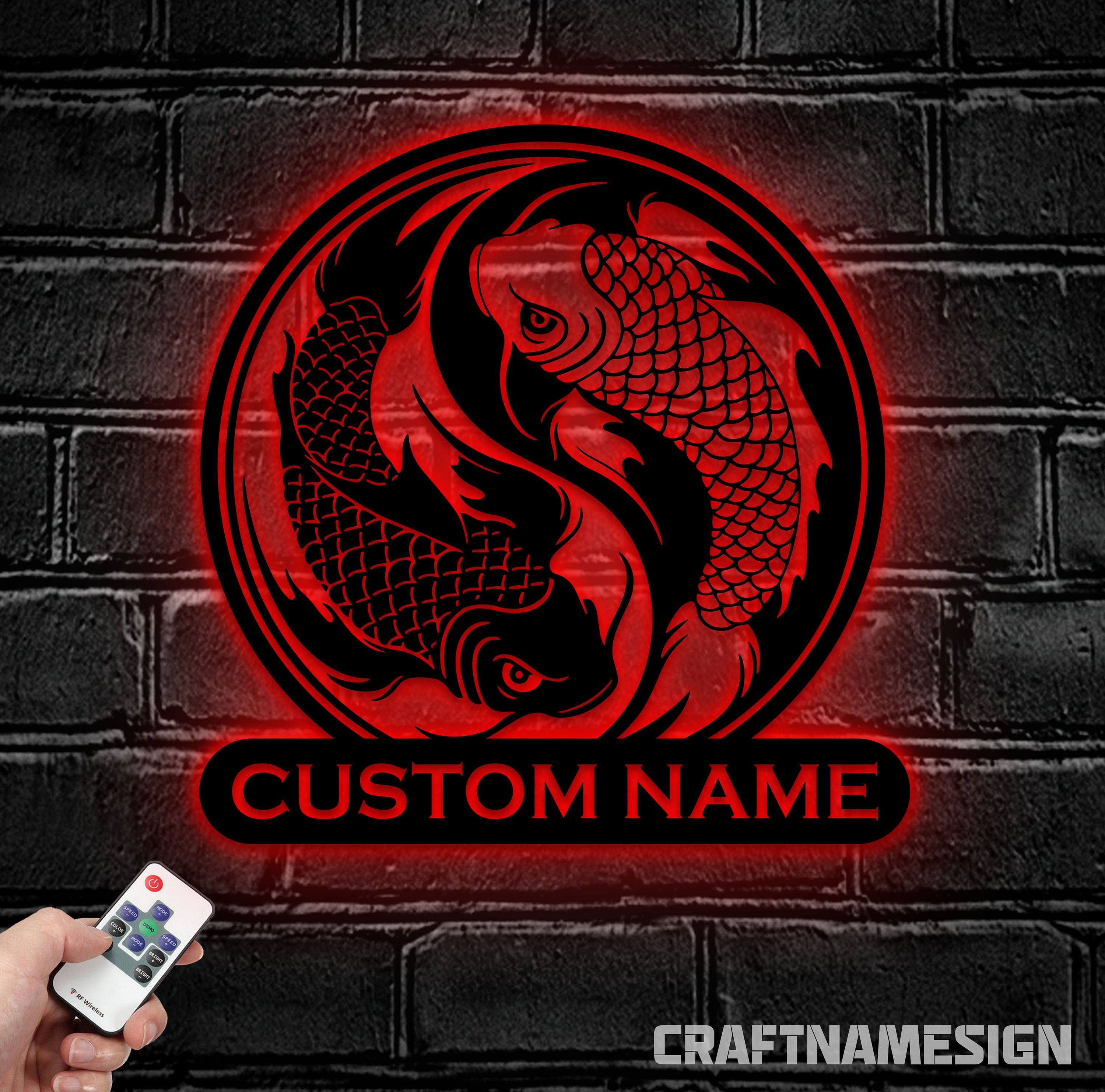Craftnamesign Custom Metal Koi Fish Sign, Ying Yang Koi Fish Metal Wall