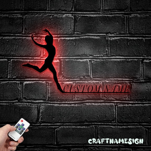 Craftnamesign Custom Modern Dance Metal Sign LED Light, Ballet Dancing Sign, Ballet Wall Decor
