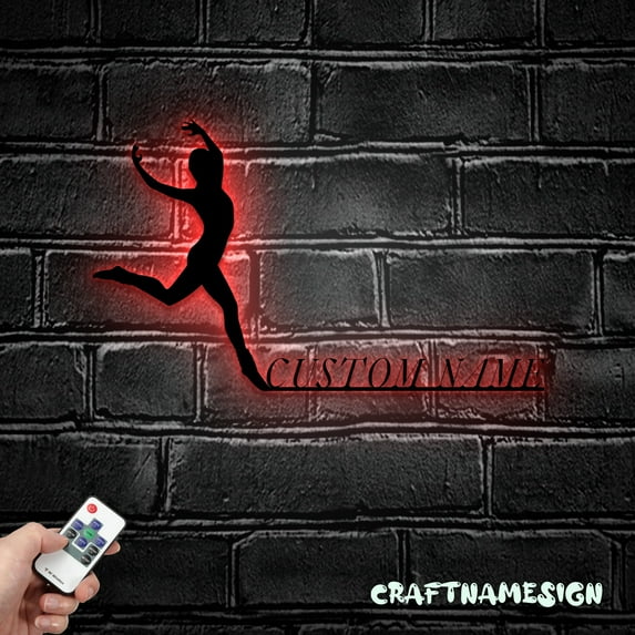 Craftnamesign Custom Modern Dance Metal Sign LED Light, Ballet Dancing Sign, Ballet Wall Decor