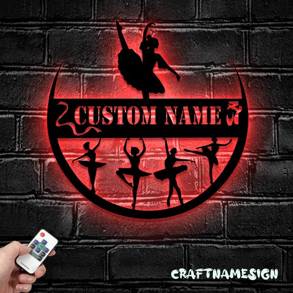 Craftnamesign Custom Modern Dance Metal Wall Art, Personalized Girls Ballet Dancing Name Sign