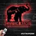 thumbnail image 1 of Craftnamesign Custom Mom Baby Elephant Metal Wall Art LED Light, Custom Elephant Lover Name Sign, 1 of 5