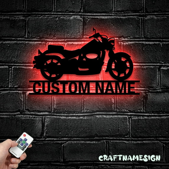 Craftnamesign Custom Motocross Metal Sign LED Light, Motorcycle Sign, Motorcycle Wall Decor