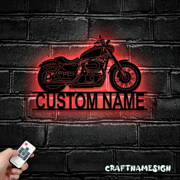 Craftnamesign Custom Motocross Metal Sign LED Light, Motorcycle Wall Sign, Motorcycle Decor