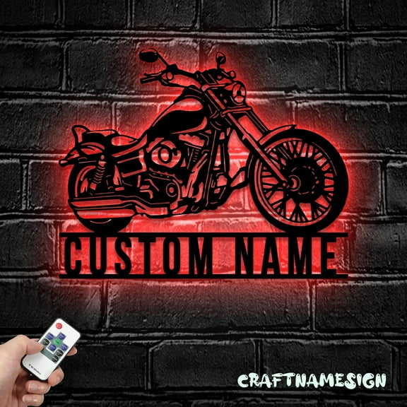 Craftnamesign Custom Motorcycle Metal Wall Art LED Light, Motocross Sign, Motocross Decor