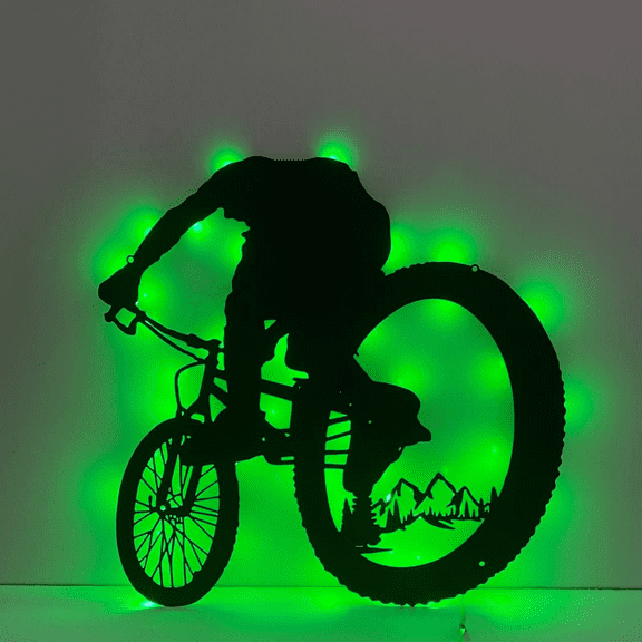 Craftnamesign Custom Mountain Bike Metal Sign LED Light, Bike Wall Art Decor