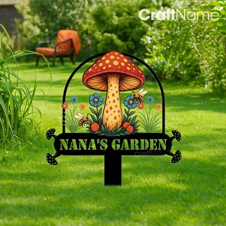 Craftnamesign Custom Mushroom Garden Stake, Mushroom Metal Outdoor Yard Art Decor