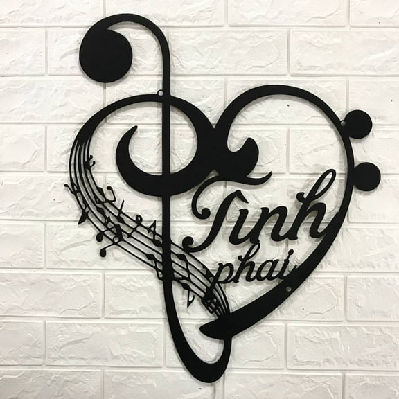 Craftnamesign Custom Music Notes Metal Sign LED Light, Music Note and Heart Sign, Music Room Decor