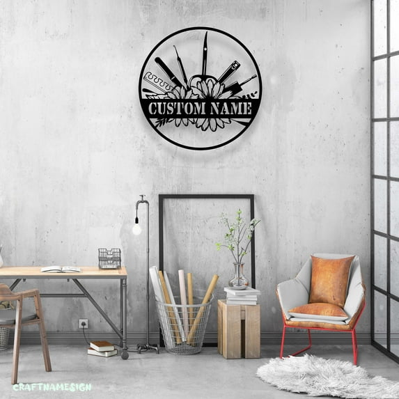 Craftnamesign Custom Nail Tech Metal Wall Art LED Light, Custom Nail Shop Name Sign
