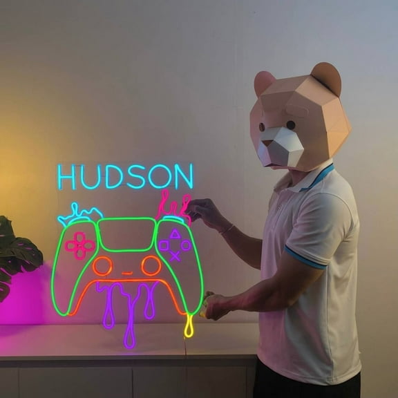 Craftnamesign Custom Name Game Controller Neon Light Wall Decor, Game Room Led Sign Wall Art