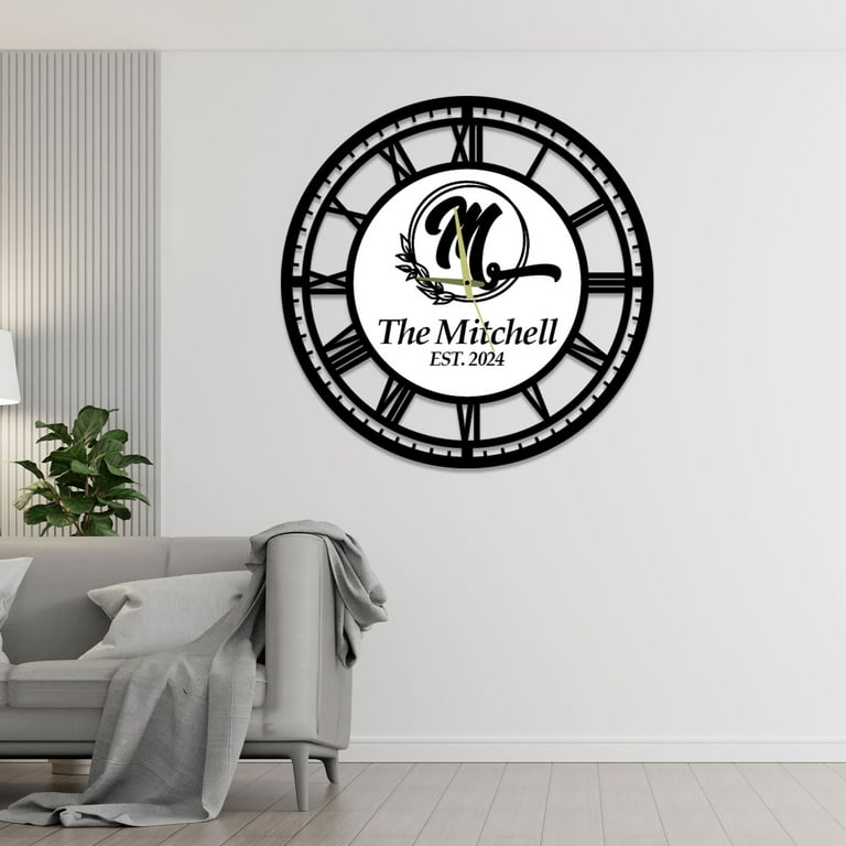 Craftnamesign Custom Name Large Metal Wall Clock For Home Office