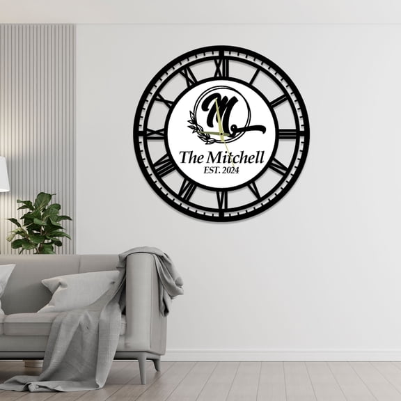 Craftnamesign Custom Name Large Metal Wall Clock For Home Office Store Shop Wall Art