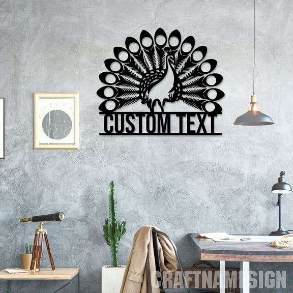Craftnamesign Custom Peacock Metal Wall Art LED Light, Custom Peacock Name Sign, Peacock Decor