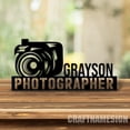 thumbnail image 1 of Craftnamesign Custom Photographer Wooden Desk Name Plate, Camera Photography Metal Nameplate, 1 of 5