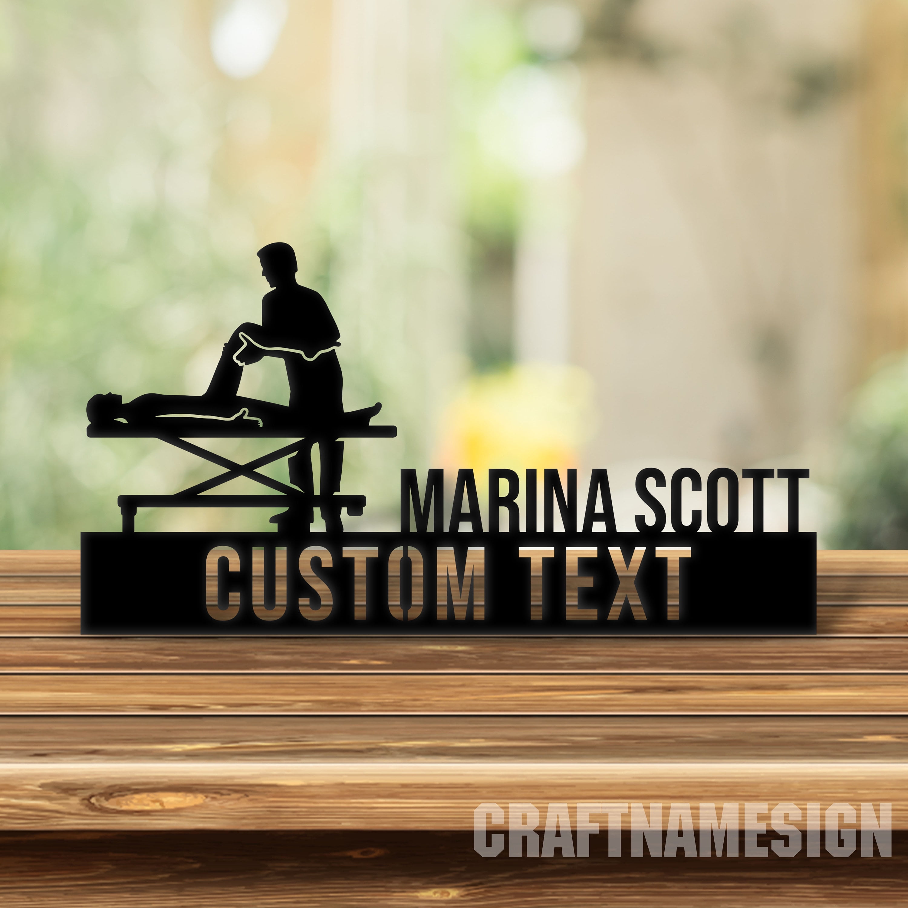 Craftnamesign Custom Physical Therapy Wooden Desk Name Plate, Physical