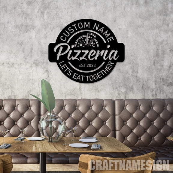 Craftnamesign Custom Pizzeria Sign, Pizza Sign, Kitchen Decor, Restaurant Sign, Business Logo Sign