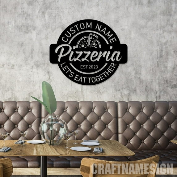 Craftnamesign Custom Pizzeria Sign, Pizza Sign, Kitchen Decor, Restaurant Sign, Business Logo Sign