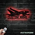 thumbnail image 1 of Craftnamesign Custom Plane Metal Wall Art LED Light, Personalized Airplane Pilot Name Sign, 1 of 5