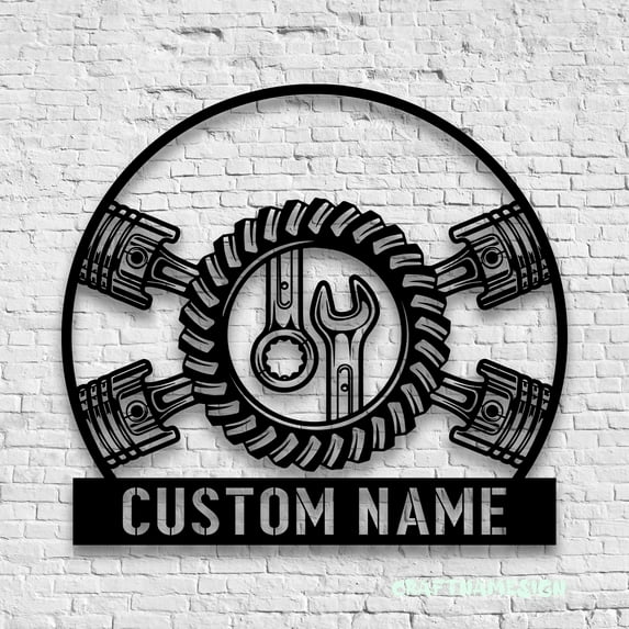 Craftnamesign Custom Tools Repair Metal Wall Art LED Light, Tools Shop Name Sign, Repairman Gifts