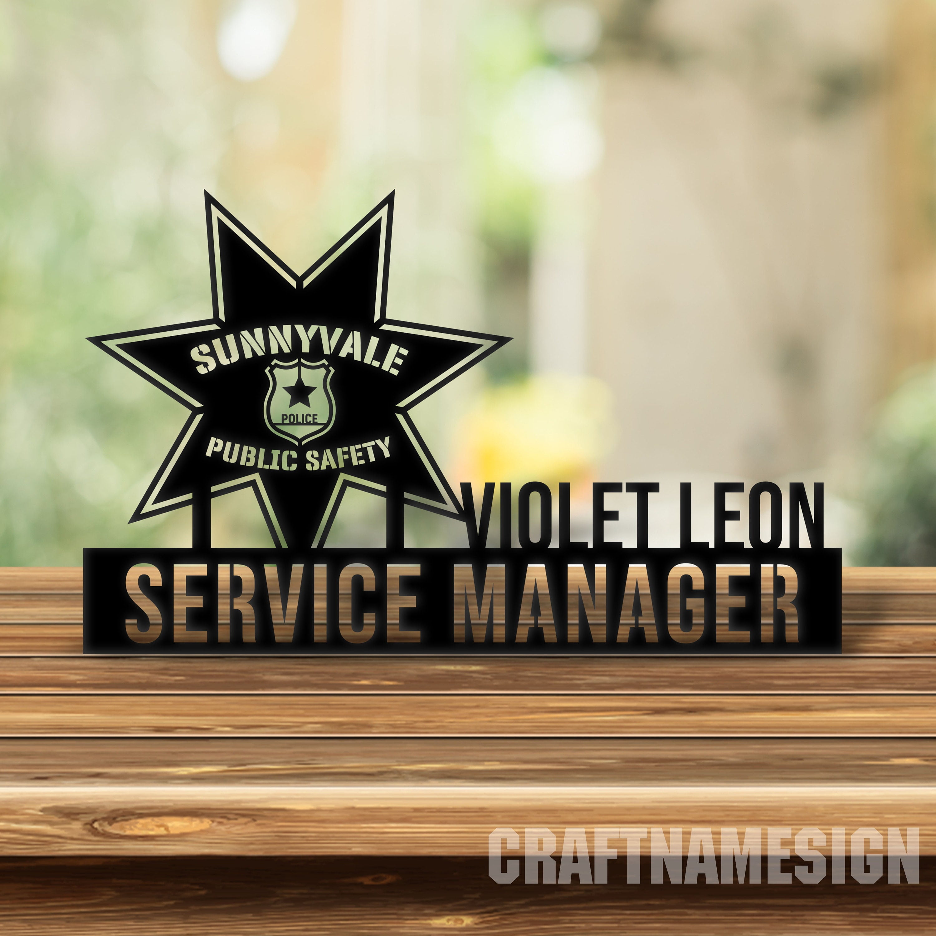 Craftnamesign Custom Police Desk Name Plate, Law Enforcement Metal