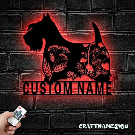 Craftnamesign Custom Scottish Terrier Metal Sign LED Light, Terrier Dog Sign, Terrier Wall Decor