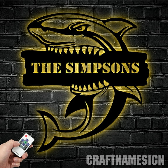 Craftnamesign Custom Shark Name Metal Wall Art, Personalized Sea Animal Name Sign