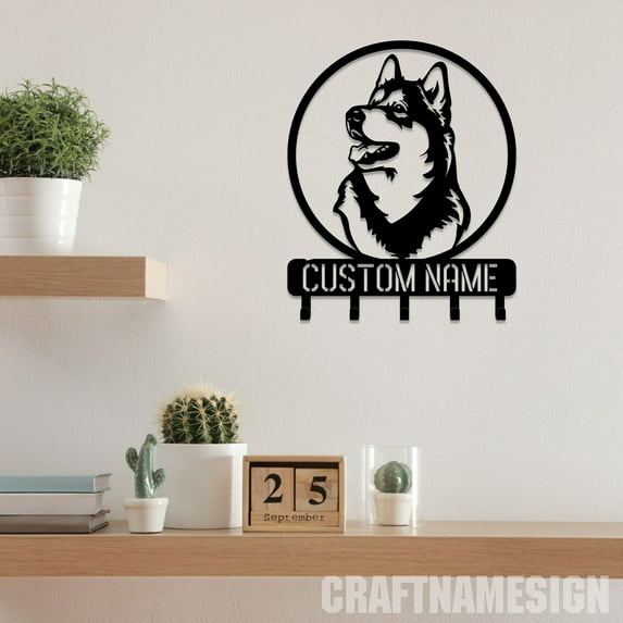 Craftnamesign Custom Siberian Husky Dog Metal Key Holder, Decorative Key Holder, Metal Coat Rack
