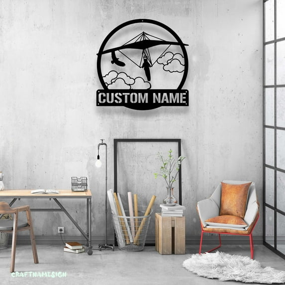Craftnamesign Custom Skydiving Metal Wall Art LED Light, Parachute Sign, Skydiving Wall Decor