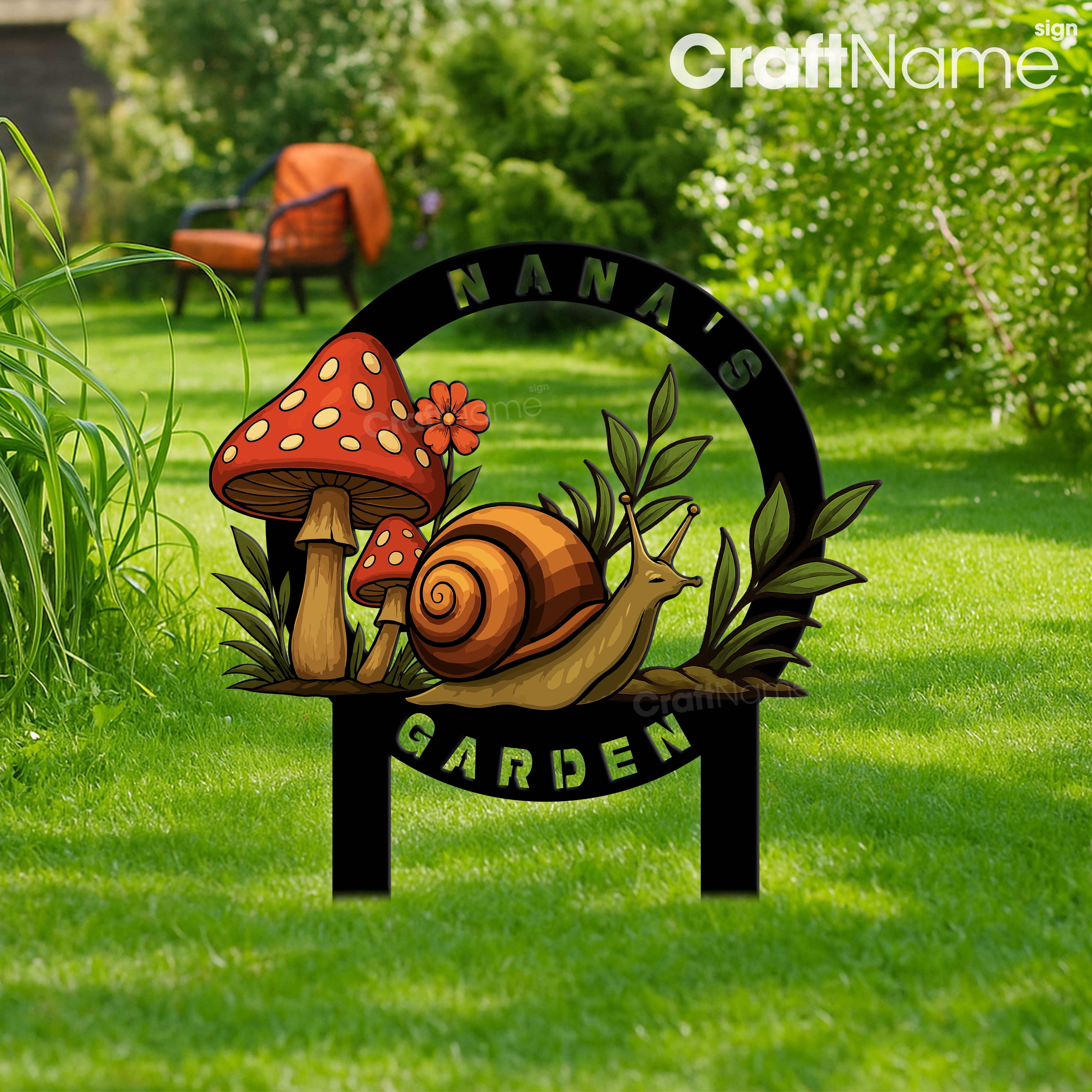 Stake Names Craftnamesign Custom Snail Garden Stake, Snail Metal Outdoor Backyard ...