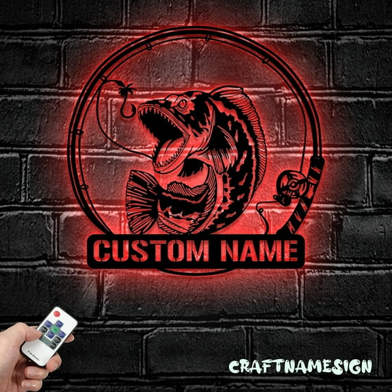 Craftnamesign Custom Snakehead Fishing Metal Wall Art, Personalized Fisher Name Sign Home Decor