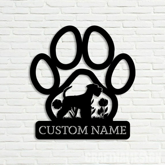 Craftnamesign Custom Standard Schnauzer Dog Metal Wall Art LED Light, Schnauzer Dog Lover Name Sign