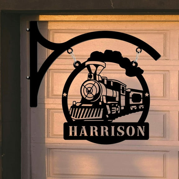 Craftnamesign Custom Steam Engine Train Metal Hanging Sign Wall Decor, Metal Train Wall Art