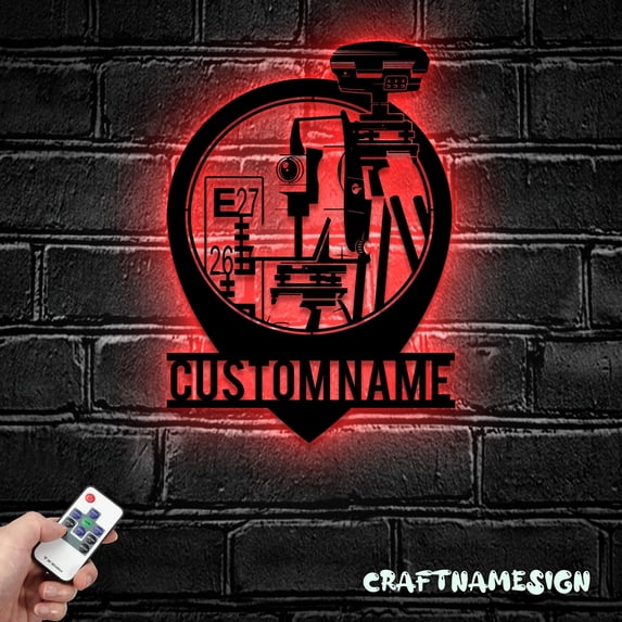 Craftnamesign Custom Surveyor Engineer Metal Wall Art Led Light, Custom Geodetic Device Name Sign