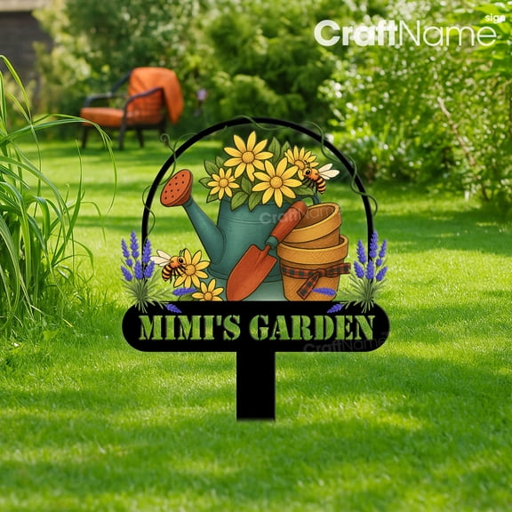 Craftnamesign Custom Tools Garden Stake, Floral Metal Outdoor Yard Stake Decor