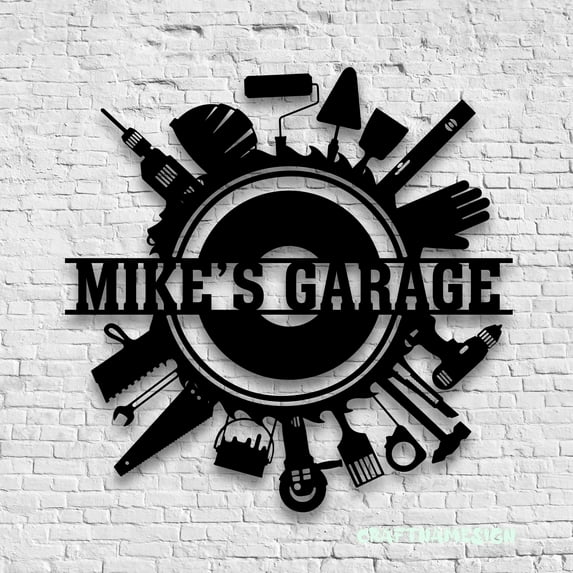 Craftnamesign Custom Tools Repair Metal Wall Art LED Light, Custom Handyman Name Sign, Garage Sign