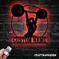 thumbnail image 1 of Craftnamesign Custom Powerlifting Workout Metal Wall Art LED Light, Deadlift Barbell Name Sign, 1 of 5