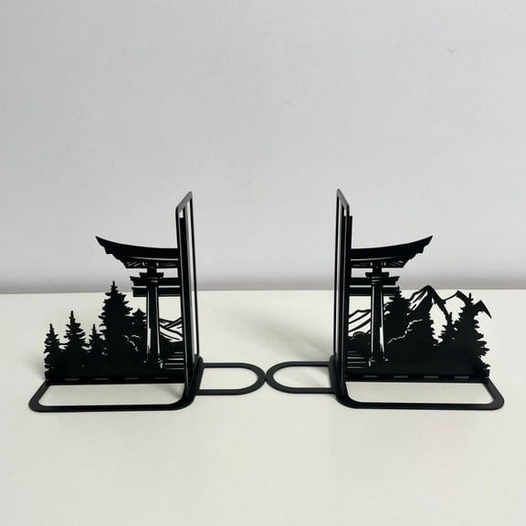 Craftnamesign Custom Torii Gate Metal Bookend, Japan Torii Gate Book Shelf Holder For Office