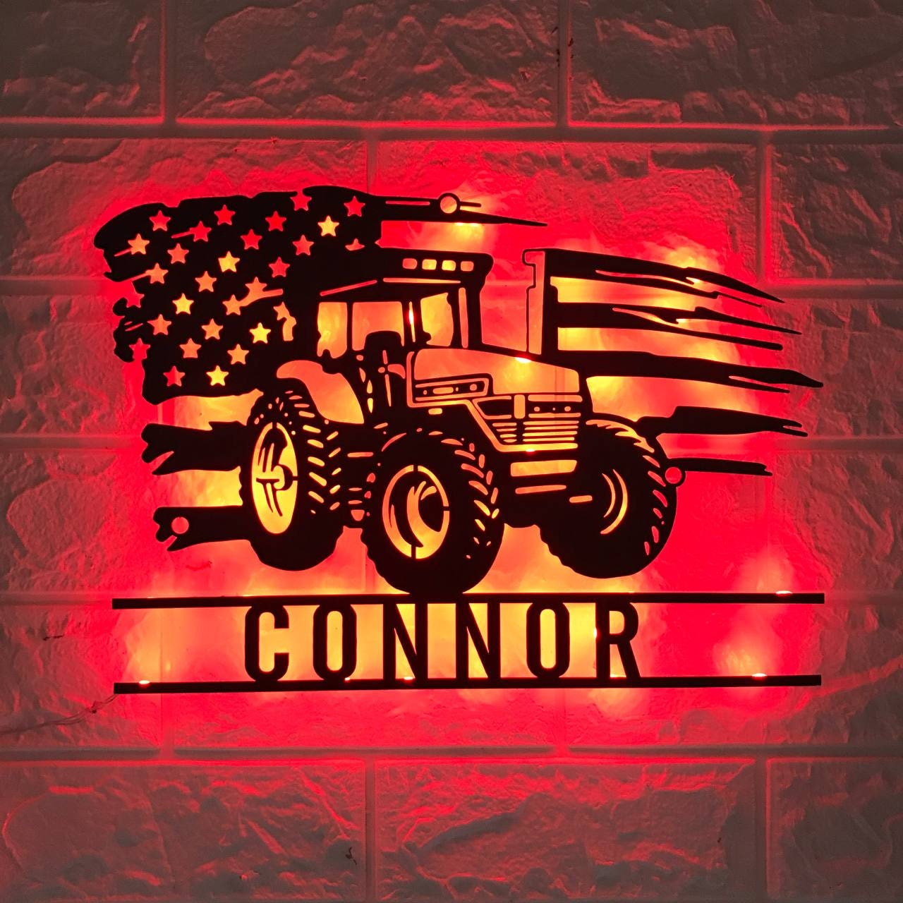 Craftnamesign Custom Tractor Driver Metal Wall Art LED Light, Custom
