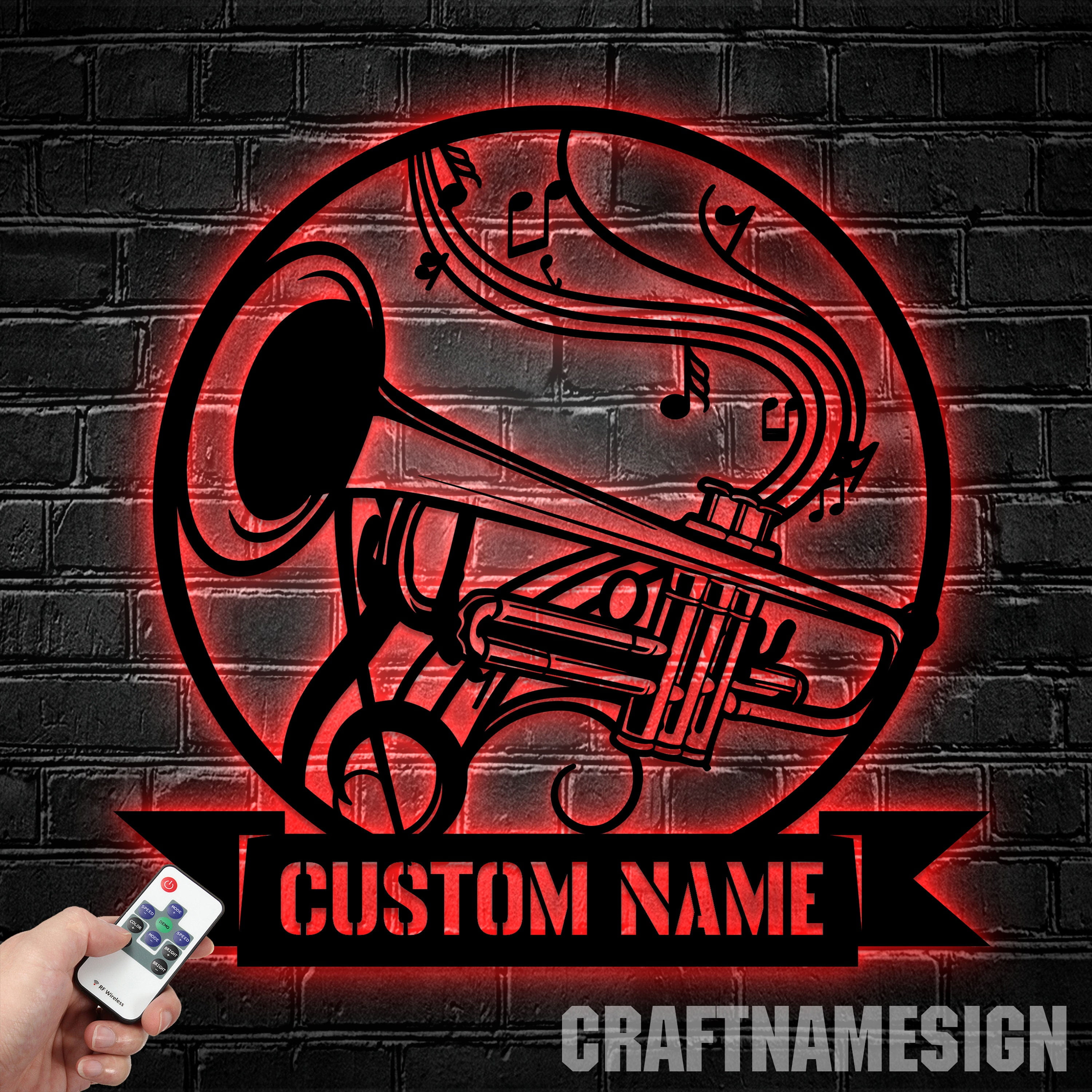 Craftnamesign Custom Trumpet Metal Wall Art LED Light, Custom Trumpet ...