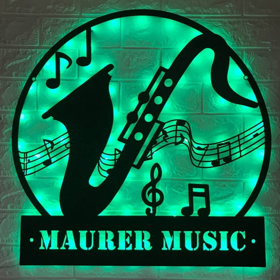 Craftnamesign Custom Trumpet Musical Instrument Metal Wall Art LED Light, Trumpet Player Name Sign