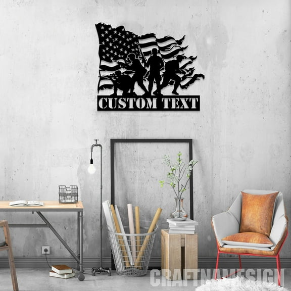 Craftnamesign Custom US Soldier Metal Wall Art LED Light, Custom American Military Name Sign
