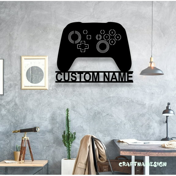 Craftnamesign Custom Video Game Room Metal Wall Art LED Light, Personalized Gamer Name Sign