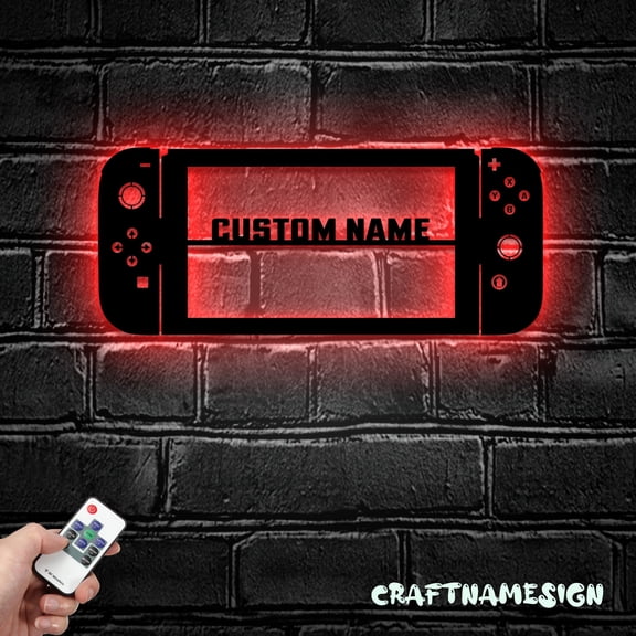 Craftnamesign Custom Video Game Room Metal Wall Art LED Light, Switch Control Gamer Name Sign