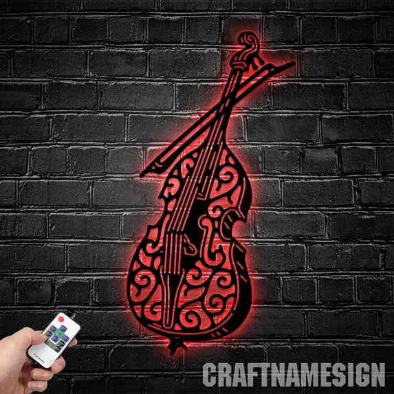 Craftnamesign Custom Violin Metal Wall Art LED Light, Custom Violin Player Name Sign