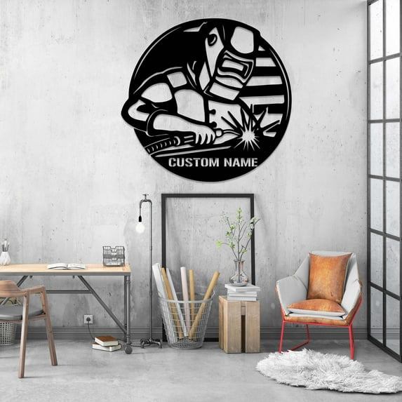 Craftnamesign Custom Welder Metal Wall Art LED Light, Welding Sign, Welding Wall Decor