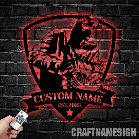 Craftnamesign Custom Welding Metal Sign LED Light, Welder Gifts, Welding Sign, Welding Decor
